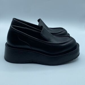 Anthropologie Paloma Barcelo Chunky  Loafers Womens US 9 Black Leather Y2K NWOB
